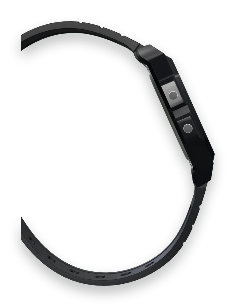 Casio F-91WB-1 Stealth Black, side profile, 8.5 mm thin