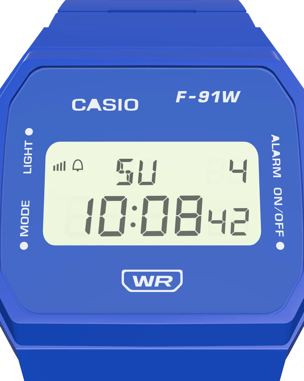 Casio F-91WB-2 Navy Blue, display close-up
