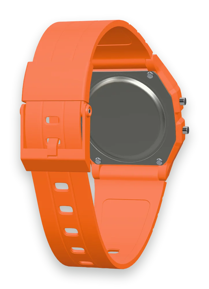 Casio F-91WC-4A2 Tangerine, stainless steel case back