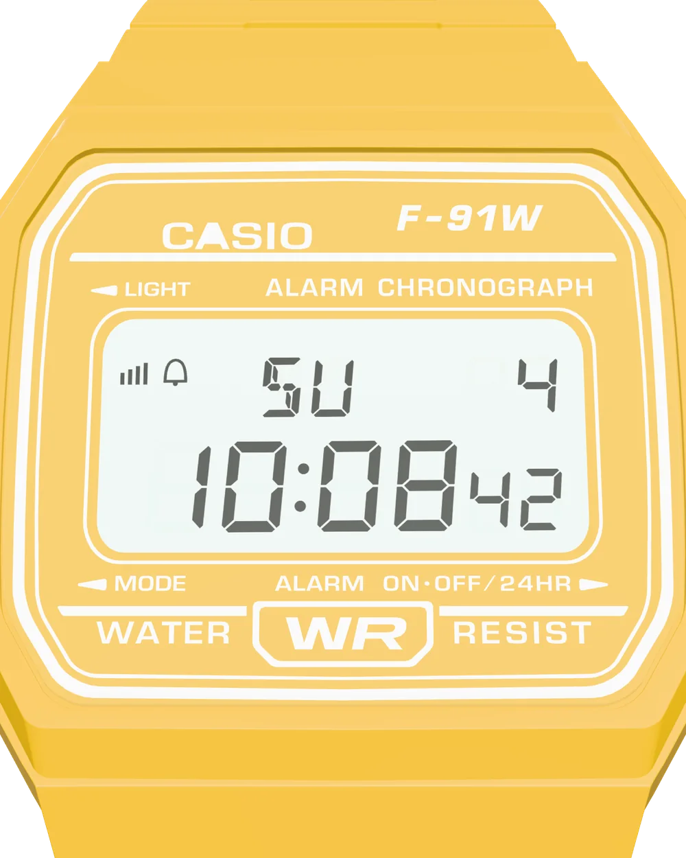 Casio F-91WC-9 Sunflower, display close-up